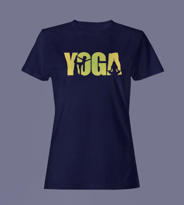 Navy Blue Color Women’s Premium Quality Round Neck Half Sleeve Yoga Printed Tees