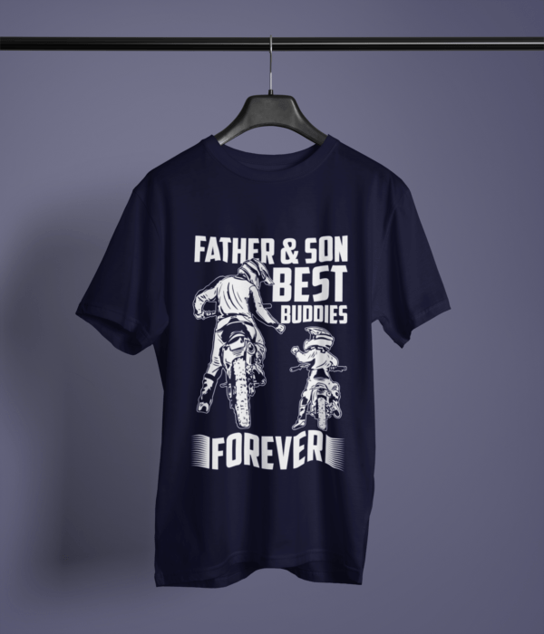 navy-blue-father-and-son-best-buddies-forever graphic tee on-a-hanger