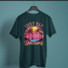 petrol blue color just see yourself printed tee on a hanger