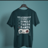 petrol blue color relationship status gamer graphic tee on a hanger