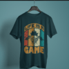 petrol blue color life is a game graphic tee on a hanger