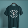 petrol blue color speak your mind or nothing changed graphic tee on a hanger