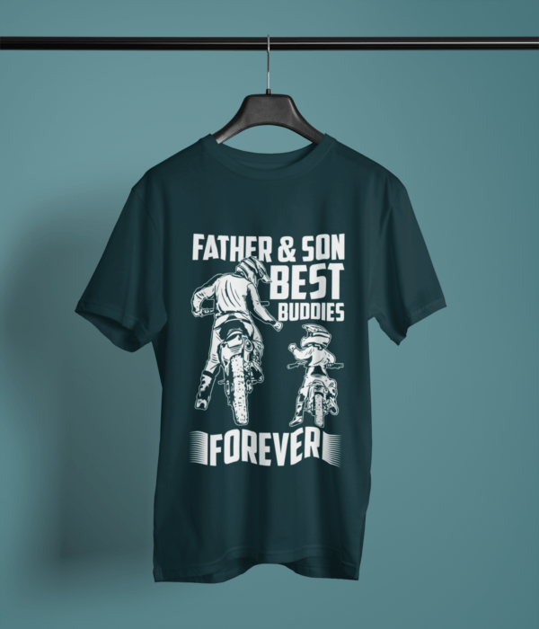 petrol-blue-father-and-son-best-buddies-forever graphic tee on-a-hanger