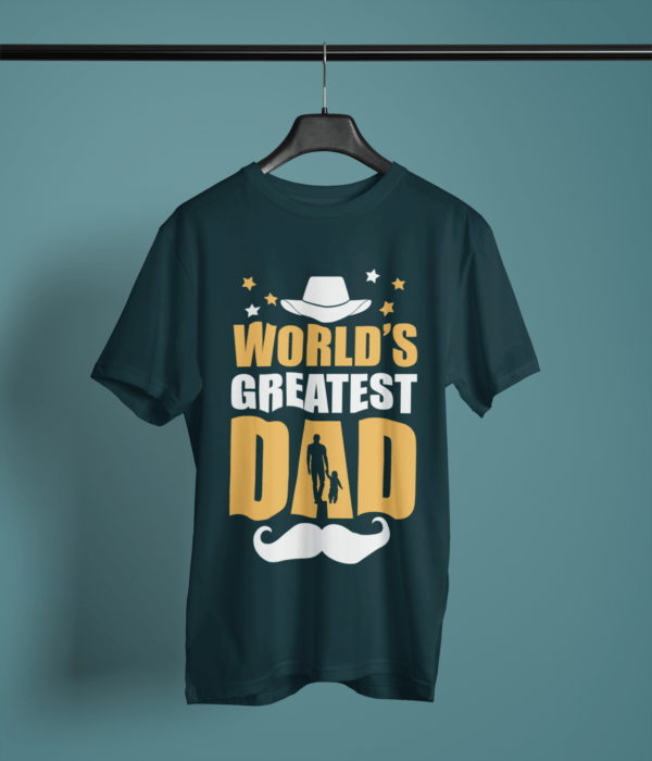 petrol-blue-worlds-greatest-dad printed tee on-a-hanger