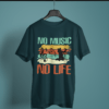 petrol blue color music in my mind printed tee on a hanger