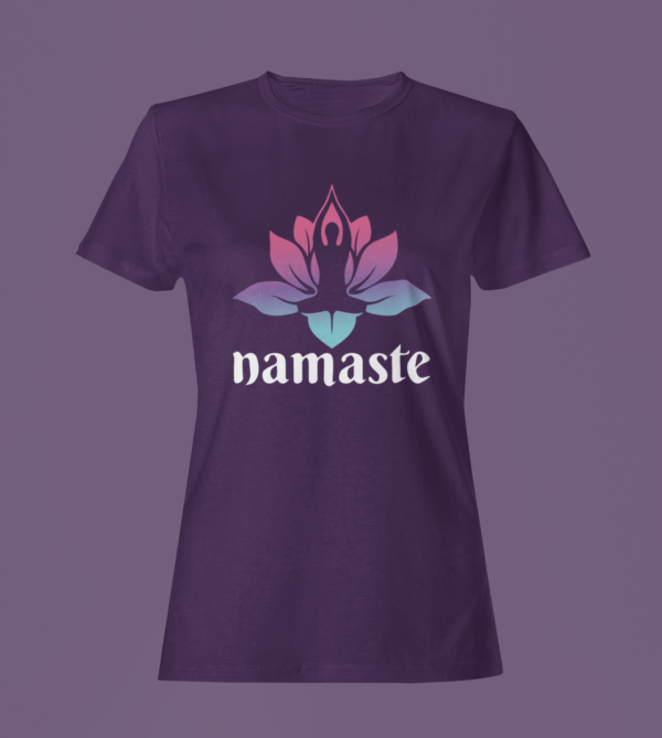 Purple Color Women’s Premium Quality Round Neck Half Sleeve Namaste Graphic Tees