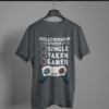 steel grey color relationship status gamer graphic tee on a hanger
