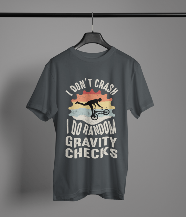 steel-grey-I-don't-crash graphic tee on-a-hanger