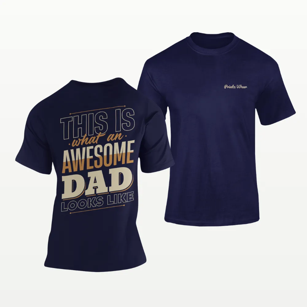 Awesome Dad T Shirt Navy Blue