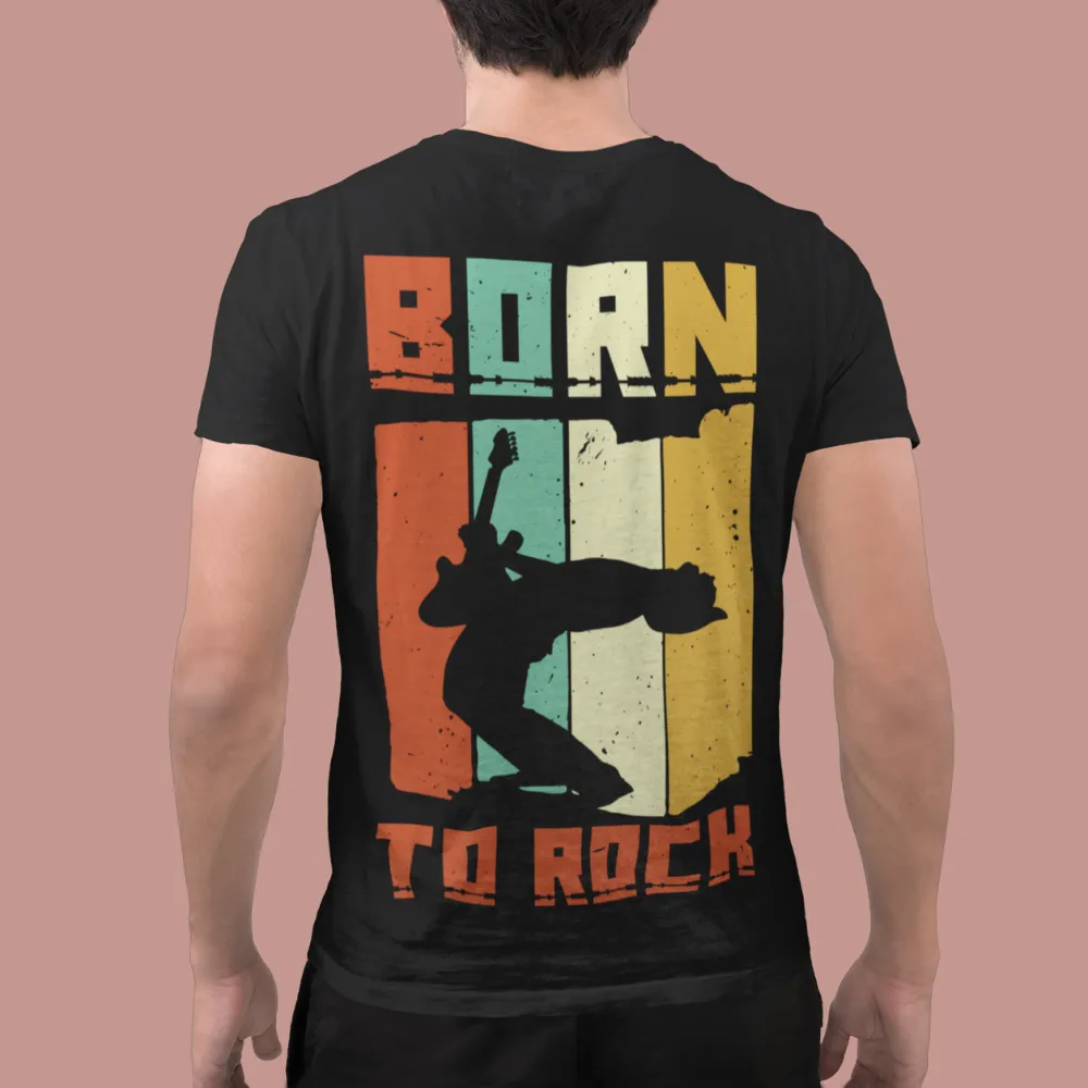 Born To Rock Music Band T Shirt Black Model