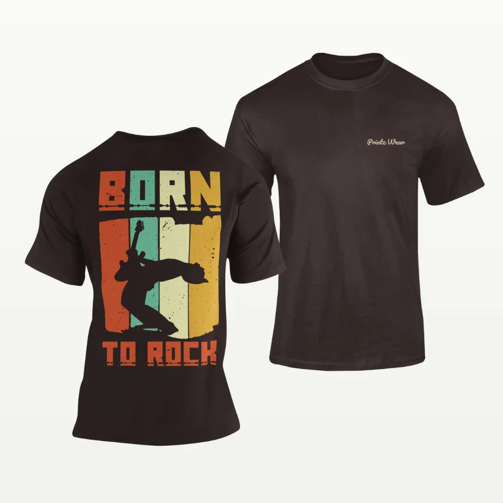 Born To Rock Music Band T Shirt Coffee Brown