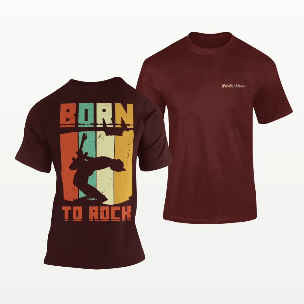Born To Rock Music Band T Shirt Maroon