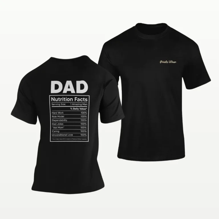 Dad Nutrition Facts Fathers Day T Shirt Black