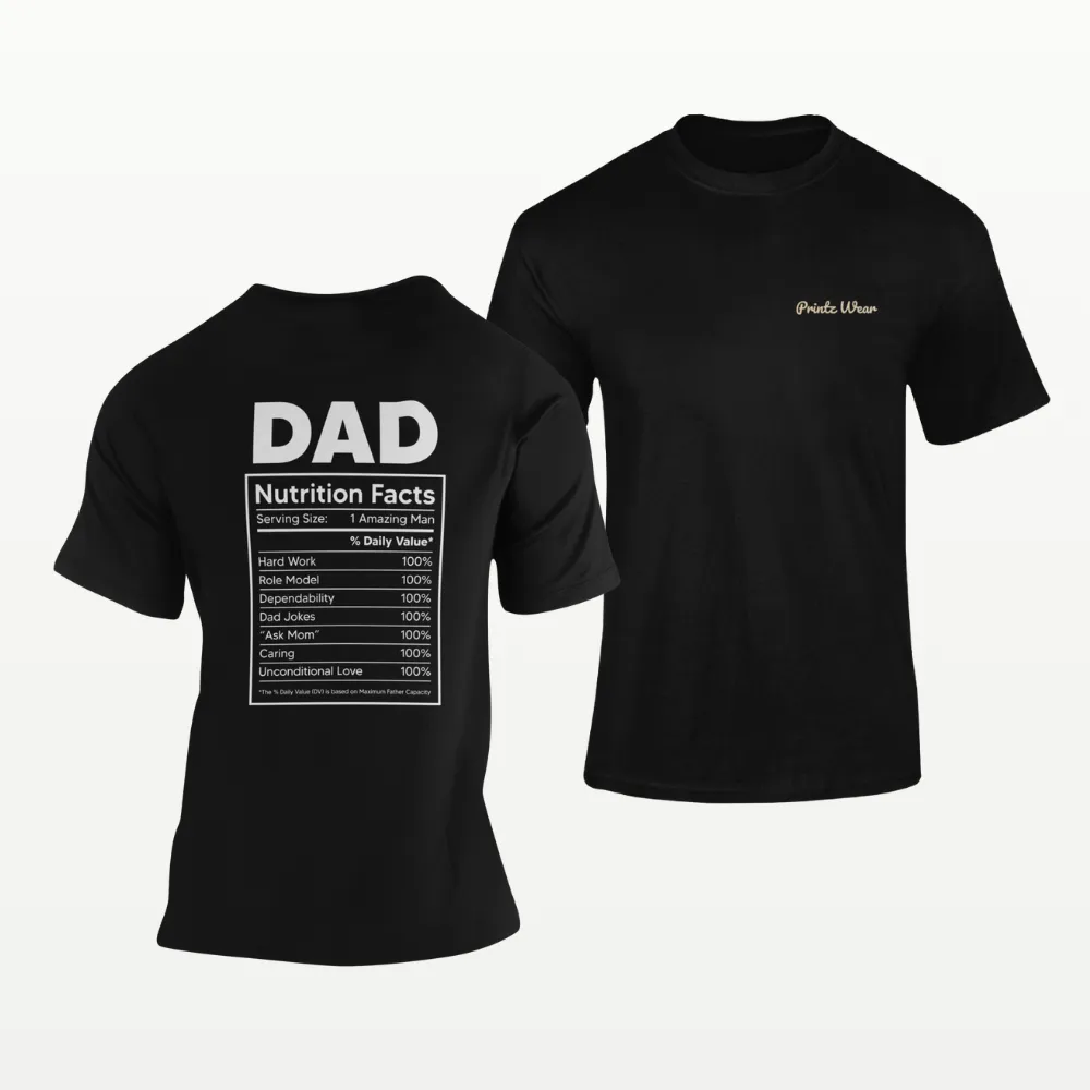 Dad Nutrition Facts Fathers Day T Shirt Black