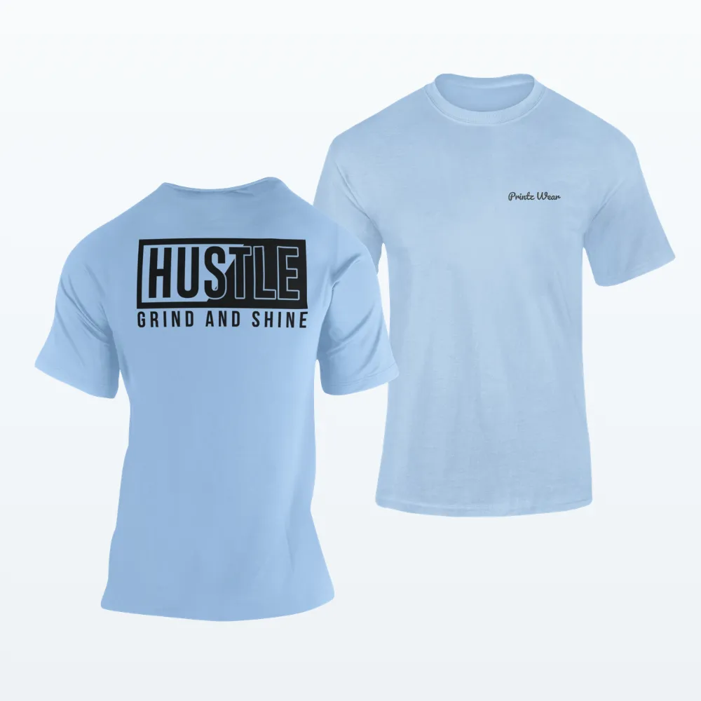 Hustle Typography T Shirt Baby Blue