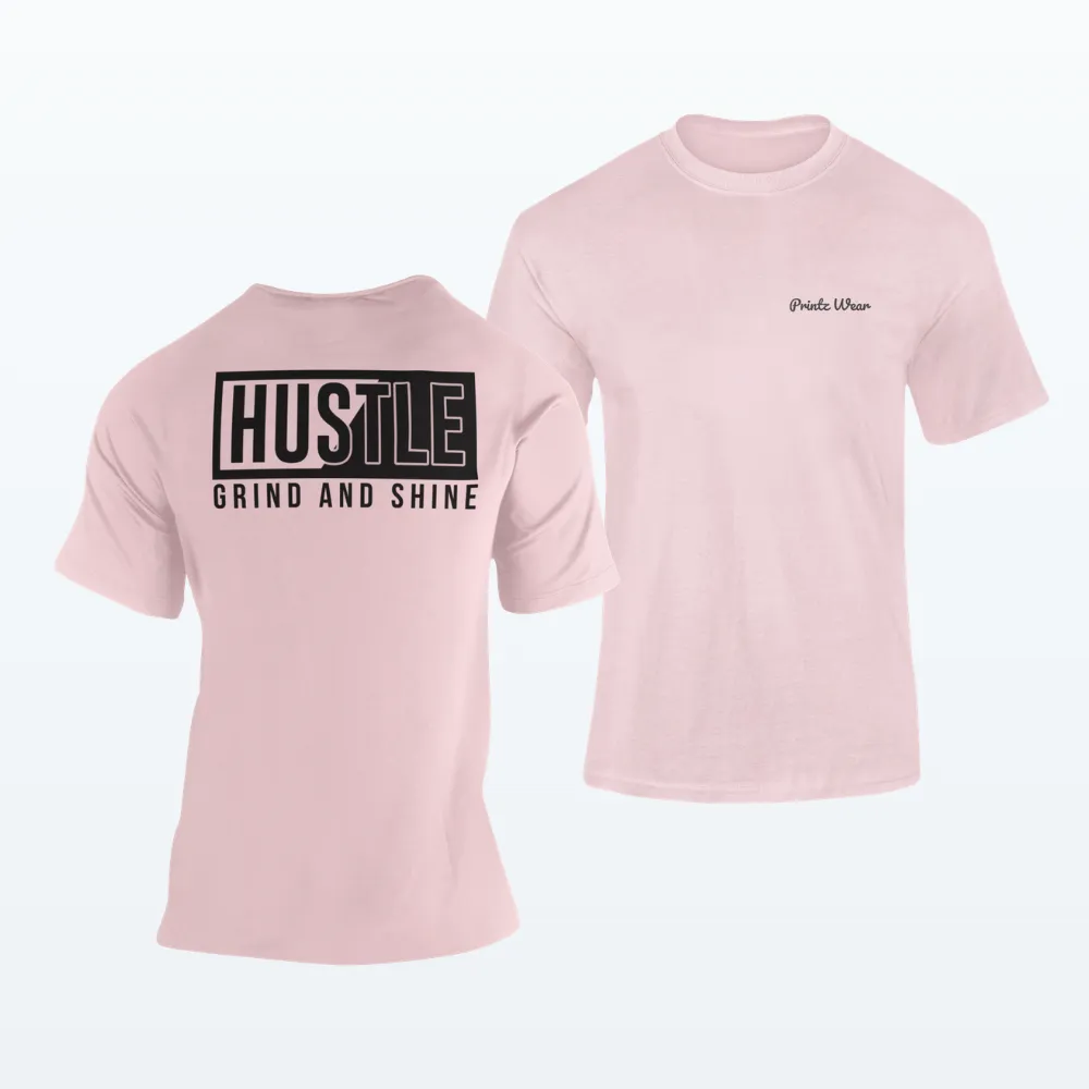 Hustle Typography T Shirt Light Pink