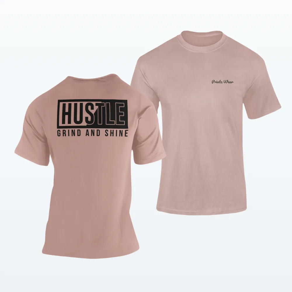 Hustle Typography T Shirt Mushroom