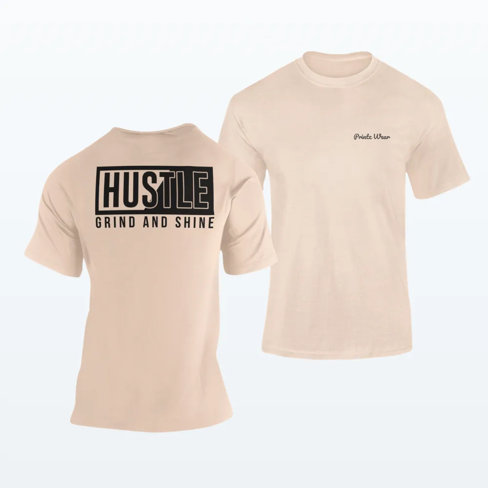 Hustle Typography T Shirt Peach