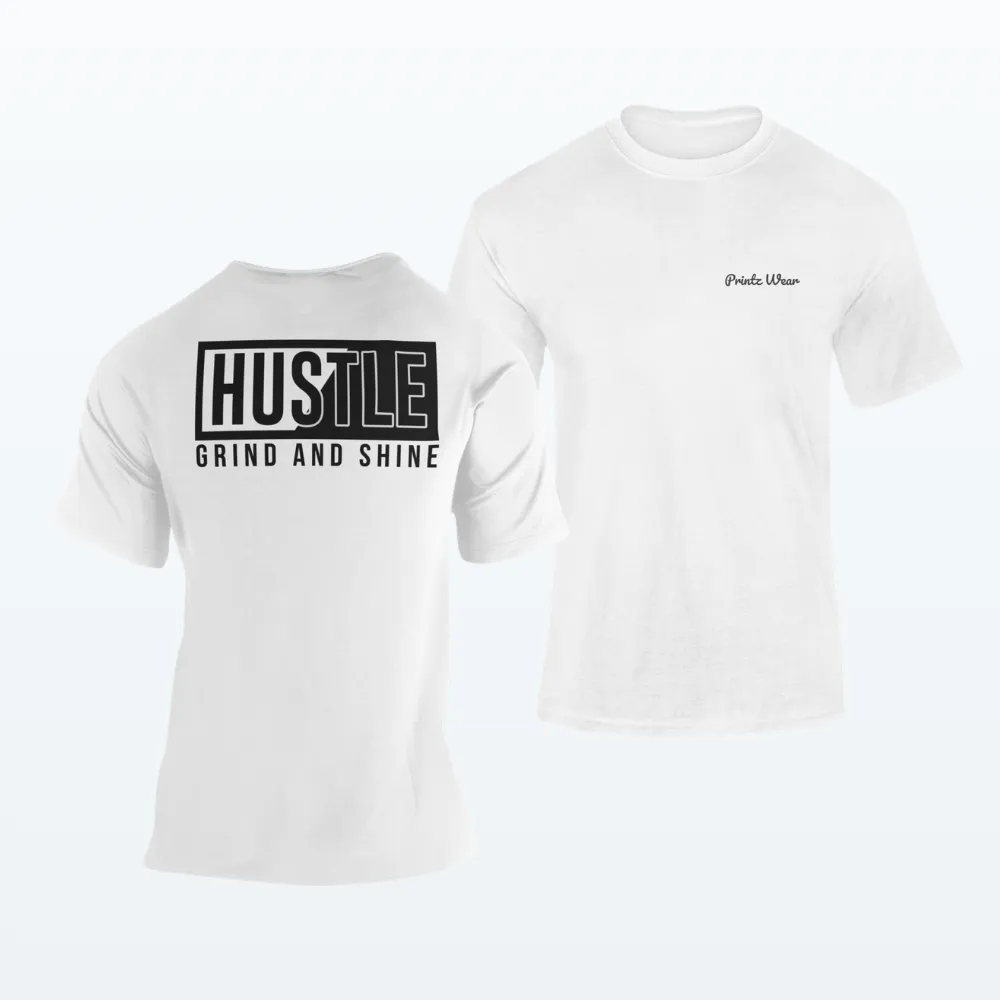 Hustle Typography T Shirt White