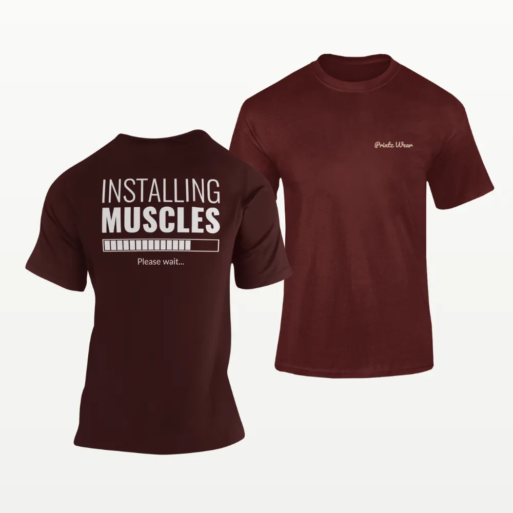 Installing Muscles Gym T Shirt Maroon