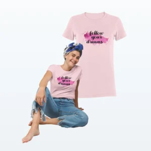 Follow Your Heart Motivational T Shirt Light Pink