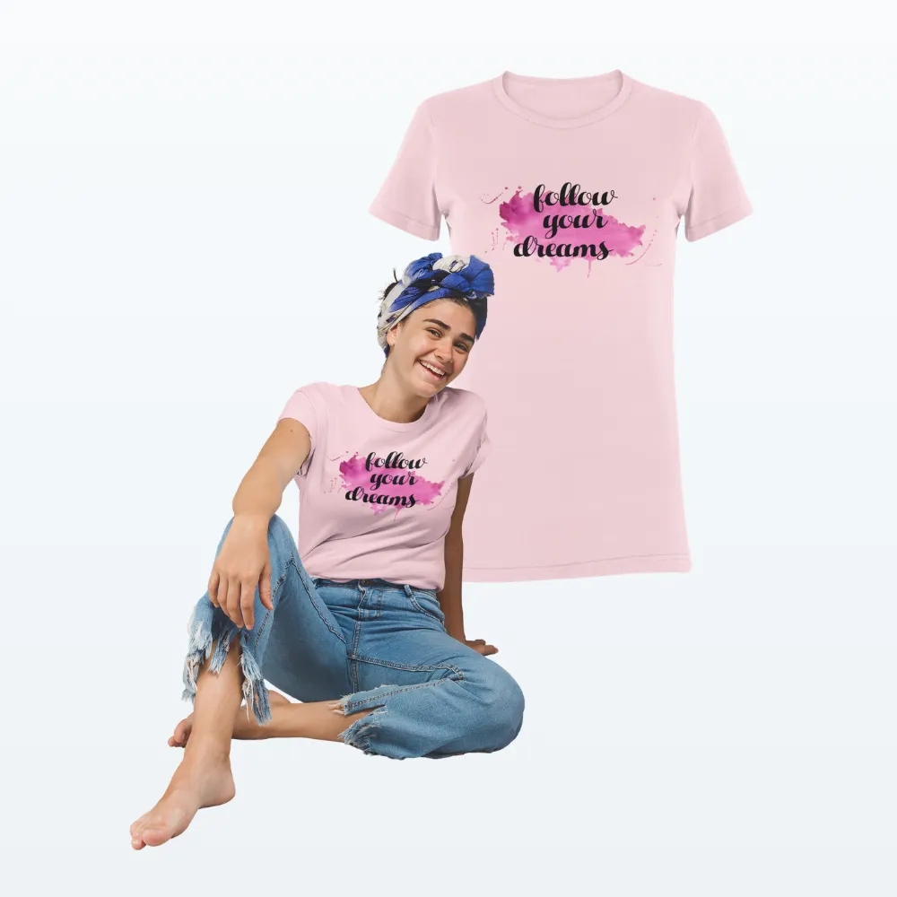 Follow Your Heart Motivational T Shirt Light Pink