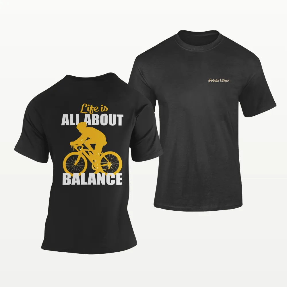 Life Is All About Balance Cycling T Shirt Black