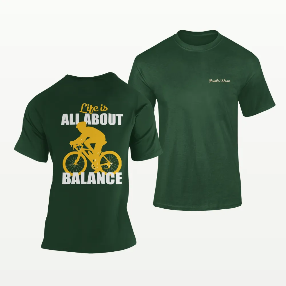 Life Is All About Balance Cycling T Shirt Bottle Green
