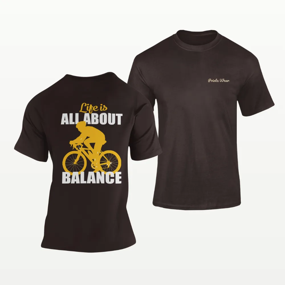 Life Is All About Balance Cycling T Shirt Coffee Brown