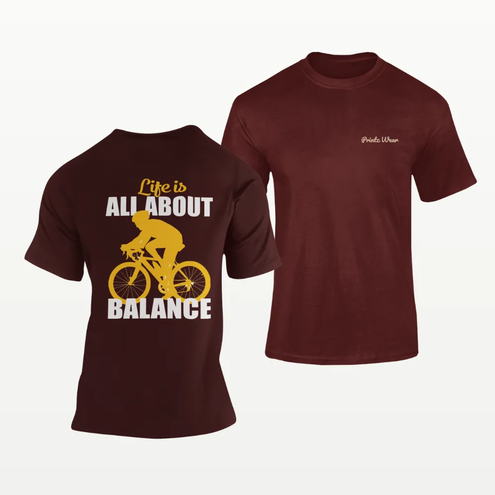 Life Is All About Balance Cycling T Shirt Maroon