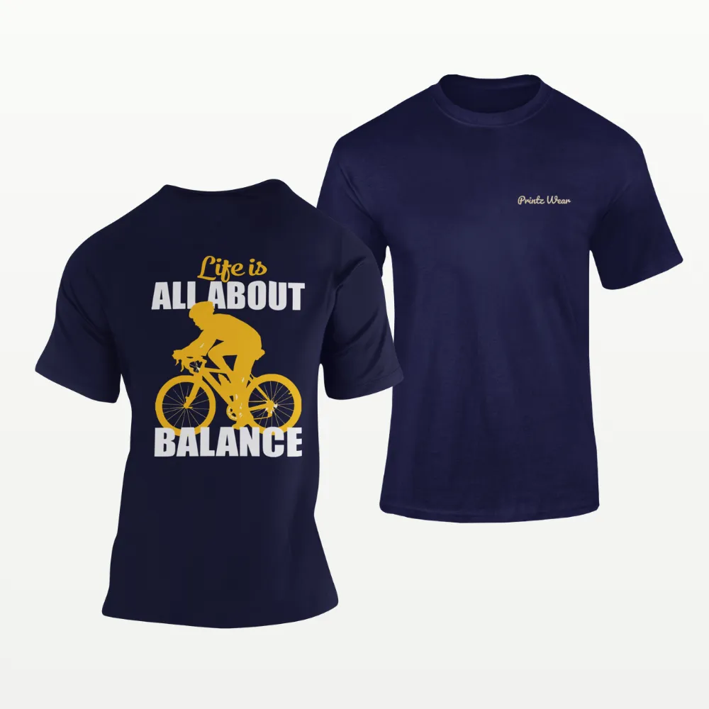 Life Is All About Balance Cycling T Shirt Navy Blue