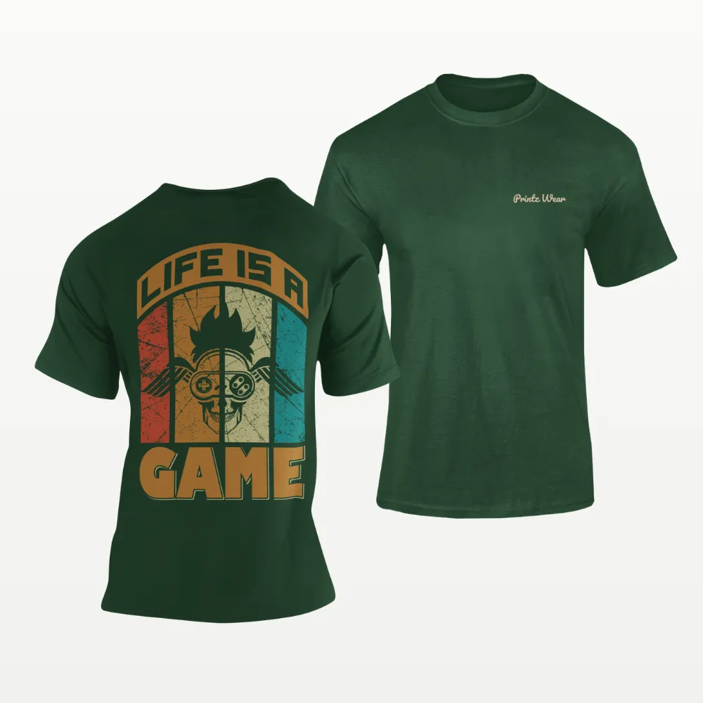 Life is a Game Gamer T Shirt Bottle Green