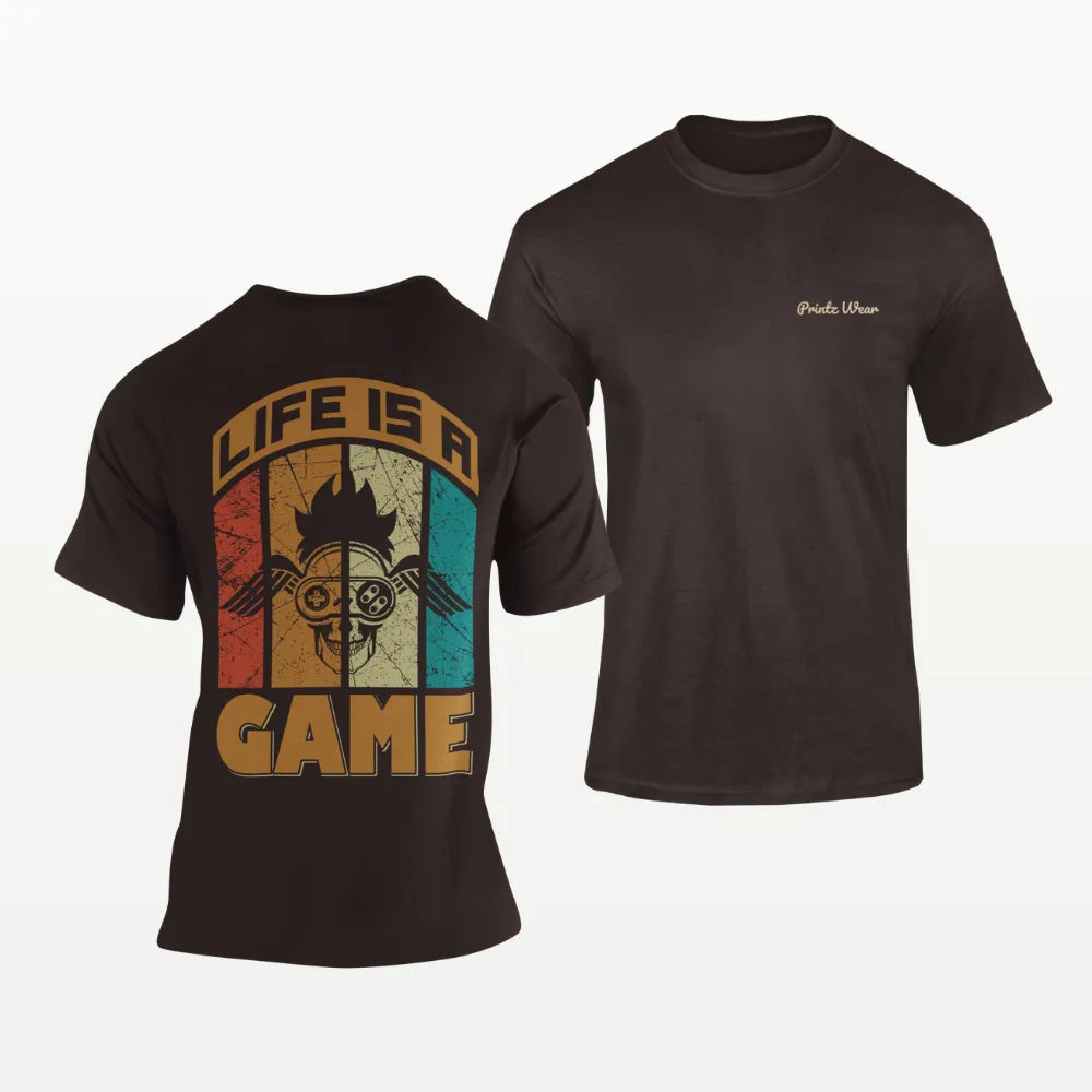 Life is a Game Gamer T Shirt Coffee Brown