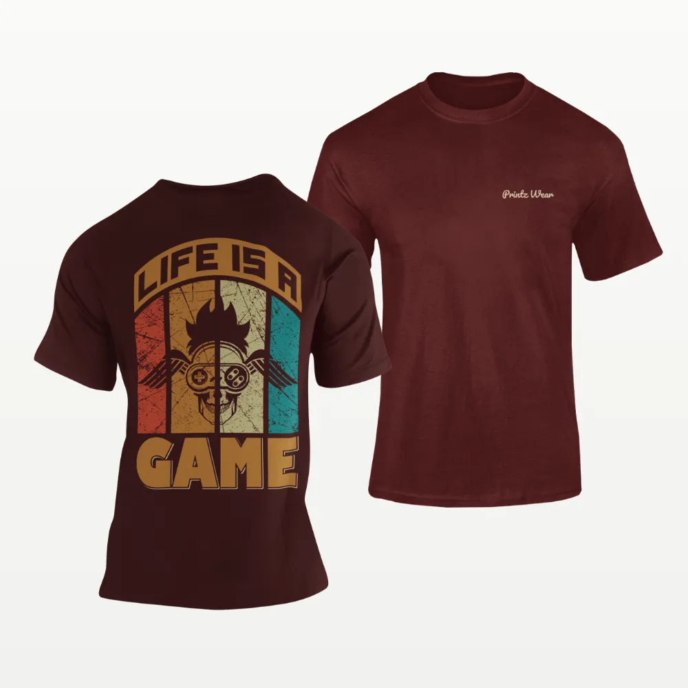 Life is a Game Gamer T Shirt Maroon