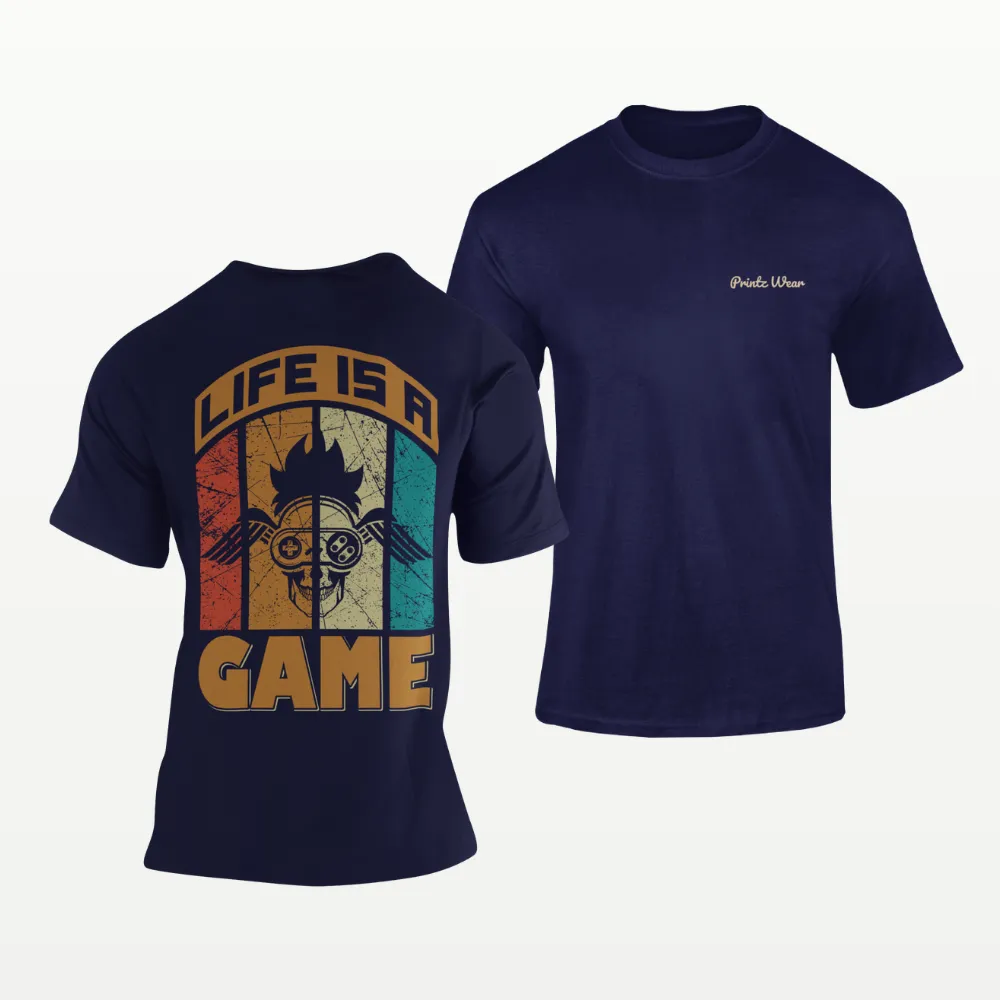 Life is a Game Gamer T Shirt Navy Blue