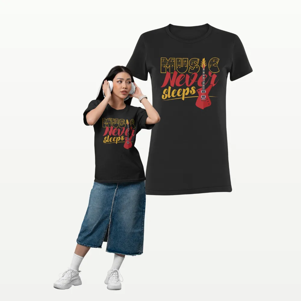 Music Never Sleeps Band T Shirt Black