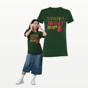 Music Never Sleeps Band T Shirt Bottle Green