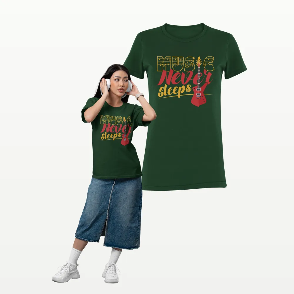 Music Never Sleeps Band T Shirt Bottle Green