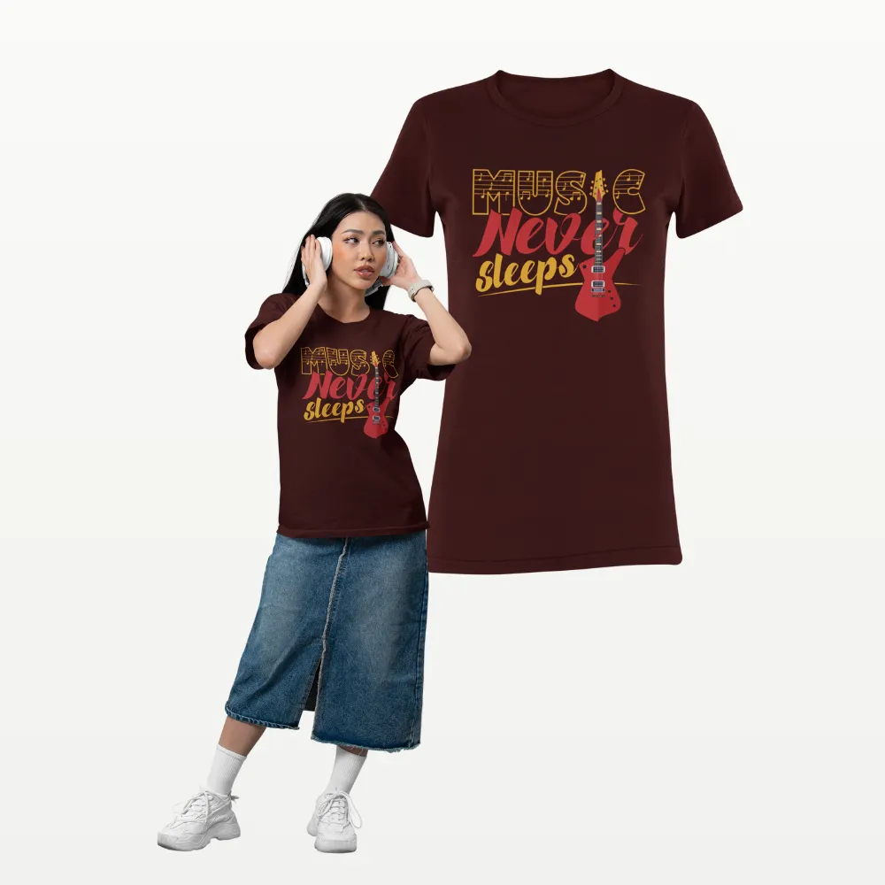Music Never Sleeps Band T Shirt Maroon