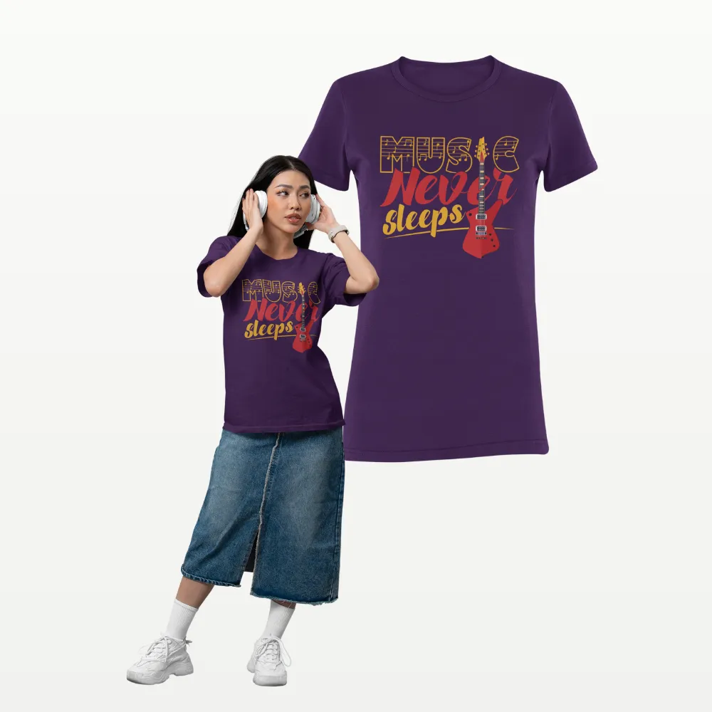 Music Never Sleeps Band T Shirt Purple