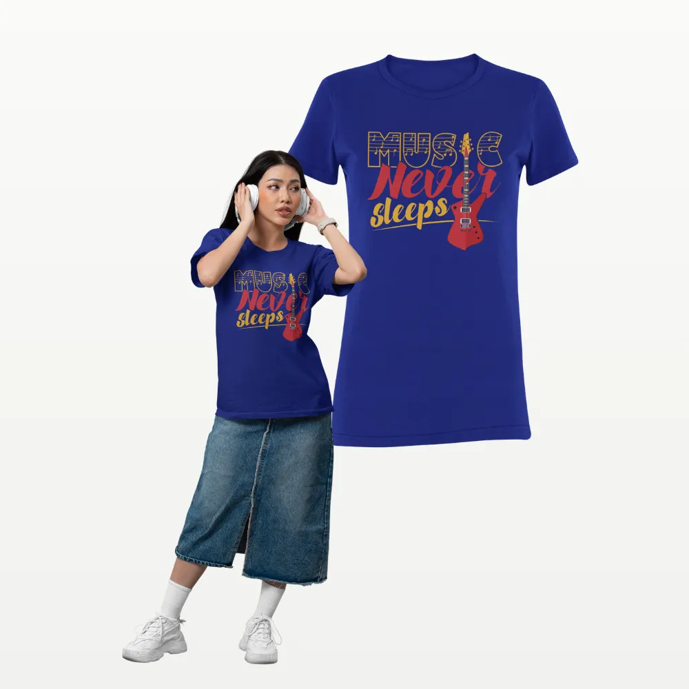 Music Never Sleeps Band T Shirt Royal Blue