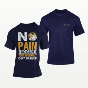 No Pain No Gain Gym Workout T Shirt Navy Blue