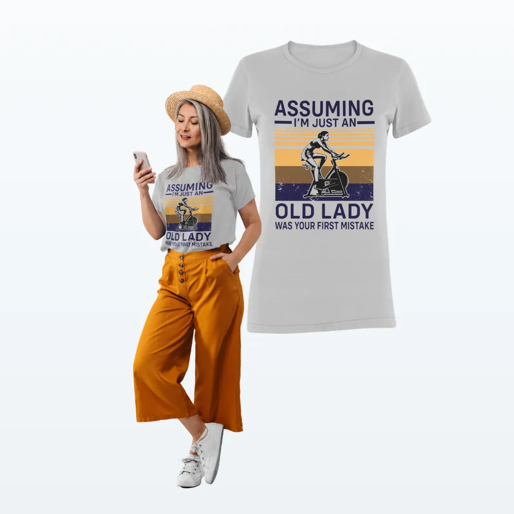 Old Lady Fitness Gym T Shirt Grey Melange