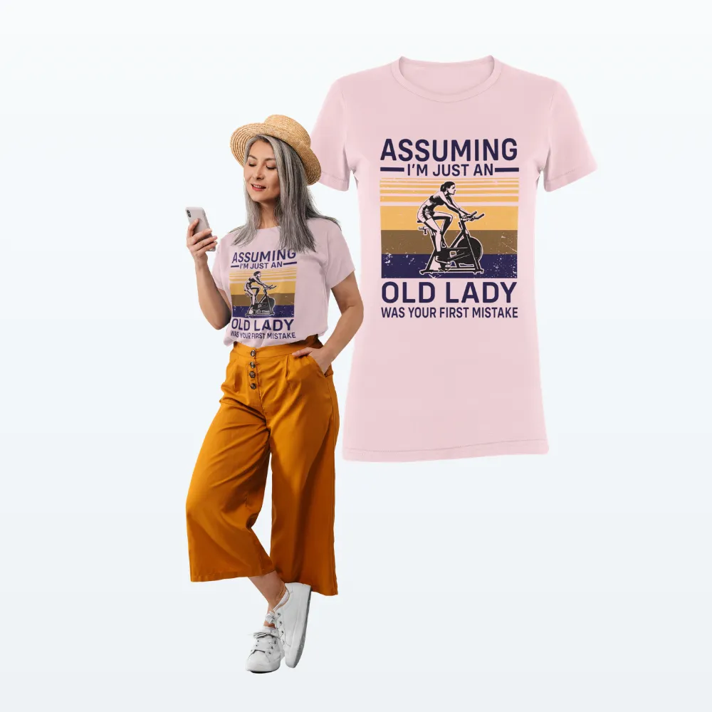 Old Lady Fitness Gym T Shirt Light Pink