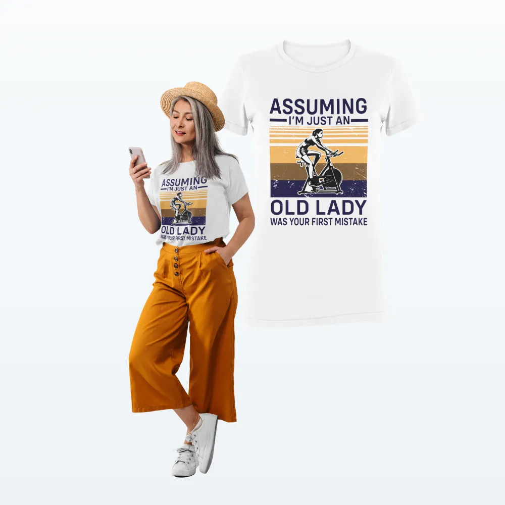 Old Lady Fitness Gym T Shirt White