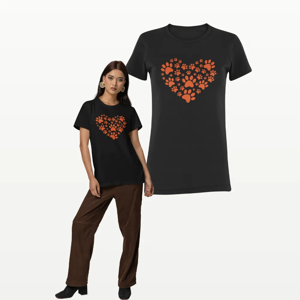 Pawfect Heart Dog Lover T Shirt Black