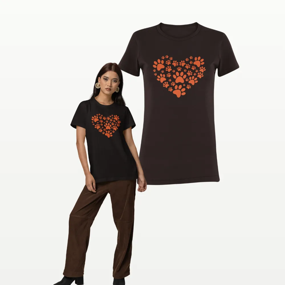 Pawfect Heart Dog Lover T Shirt Coffee Brown