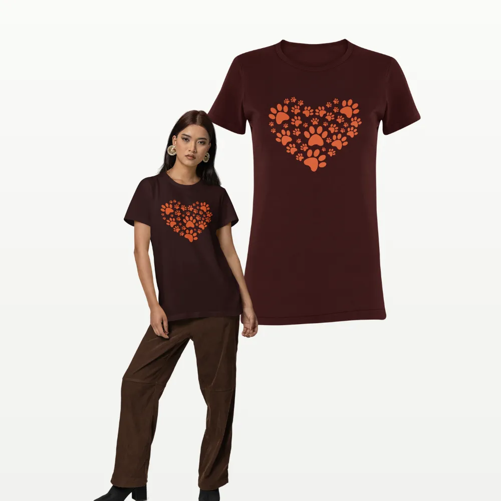 Pawfect Heart Dog Lover T Shirt Maroon