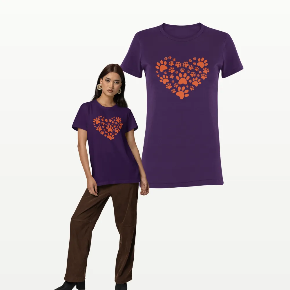 Pawfect Heart Dog Lover T Shirt Purple