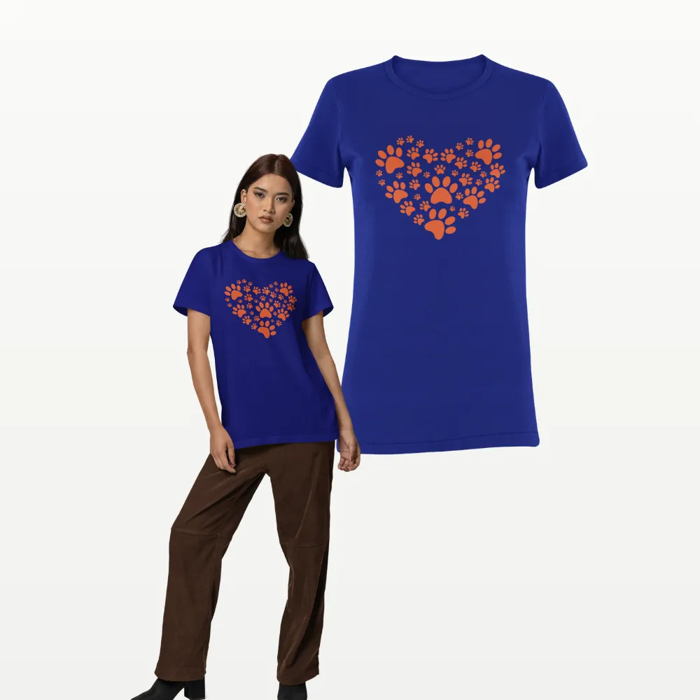Pawfect Heart Dog Lover T Shirt Royal Blue
